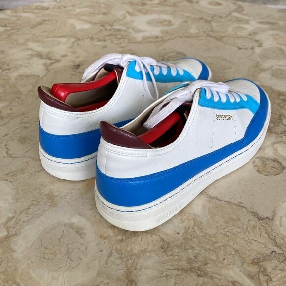 Superdry Vegan Basket Lux Low Trainer Aqua/Blue/White Unisex - Picture 7 of 16